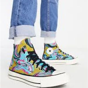 Converse Chuck 70 Hi Throwback Craft marble print trainers 90’s 9.5 streetwear